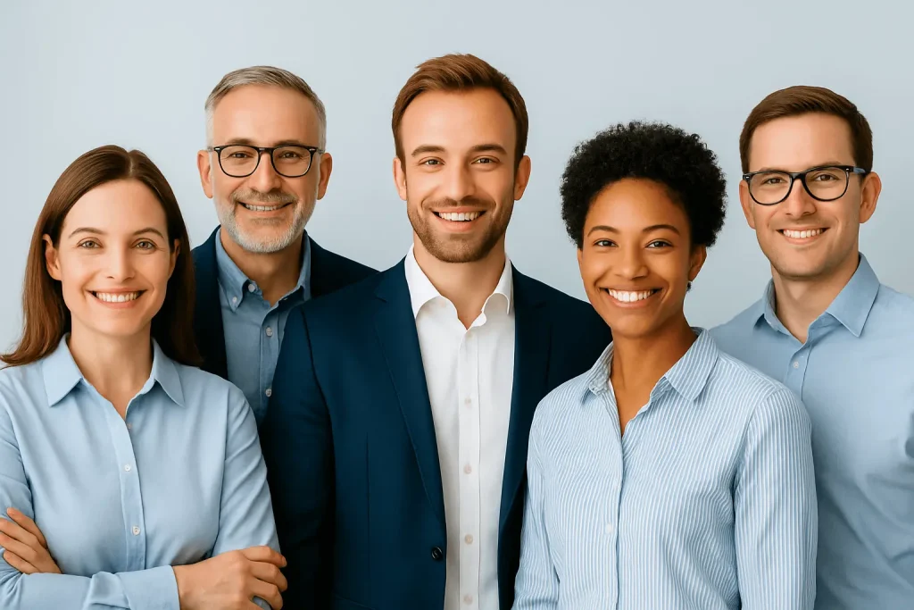 Dozententeam lächelt freundlich in die Kamera